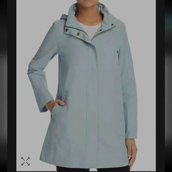 Eileen Fisher Petites Hidden Hood Rain Jacket lightweight blue size Xsmall - Picture 1 of 8